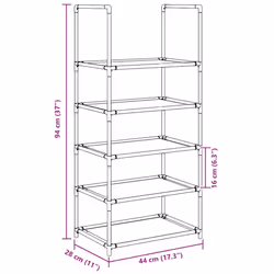 vidaXL Shoe Rack 8-Tier Black 44x28x145 cm Non-woven Fabric shoe storage - 44 x 28 x 94 cm