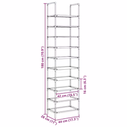 vidaXL Shoe Rack 8-Tier Black 44x28x145 cm Non-woven Fabric shoe storage - 44 x 28 x 180 cm - Additional view 8