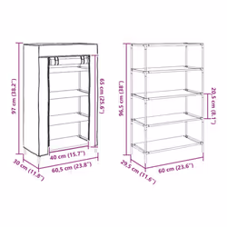vidaXL Shoe Cabinet Grey 60.5x30x97 cm Non-woven Fabric shoe storage