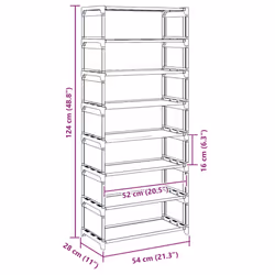vidaXL Shoe Rack 4-Tier Grey 54x28x55 cm Non-woven Fabric shoe storage - 124 cm - Additional view 8