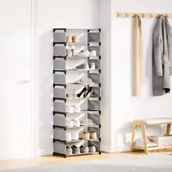 vidaXL Shoe Rack 4-Tier Grey 54x28x55 cm Non-woven Fabric shoe storage - 158 cm