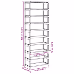 vidaXL Shoe Rack 4-Tier Grey 54x28x55 cm Non-woven Fabric shoe storage - 158 cm - Additional view 8