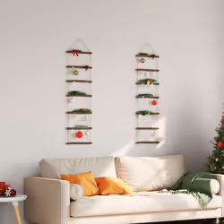 vidaXL Wall Decorations Ladder-Shaped Decor Wall Ornament 2 pcs Natural Branch - 30 x 100 cm