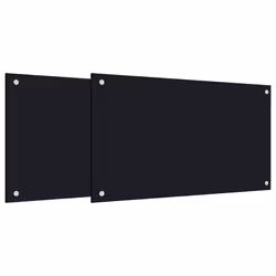 vidaXL Kitchen Backsplash Wall Tile Panel Kitchen Back Wall Tempered Glass - black, 70 x 50 cm