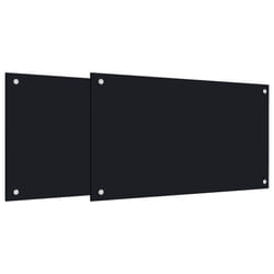 vidaXL Kitchen Backsplash Wall Tile Panel Kitchen Back Wall Tempered Glass - black, 70 x 50 cm