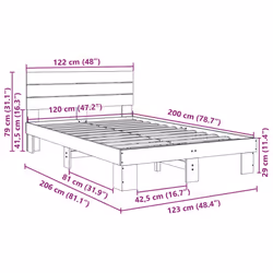 vidaXL Bed Frame with Headboard without Mattress 120x200 cm Solid Wood Oak