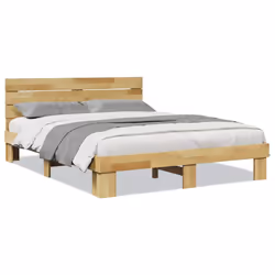vidaXL Bed Frame with Headboard without Mattress 150x200 cm Solid Wood Oak