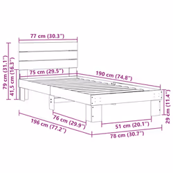 vidaXL Bed Frame with Headboard without Mattress 75x190 cm Solid Wood Oak