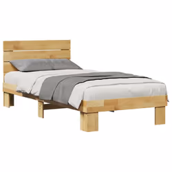 vidaXL Bed Frame with Headboard without Mattress 75x190 cm Solid Wood Oak - Additional view 4