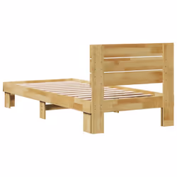 vidaXL Bed Frame with Headboard without Mattress 75x190 cm Solid Wood Oak - Additional view 7