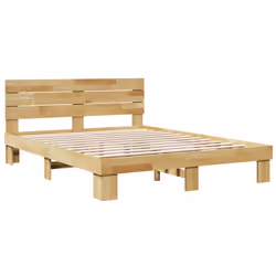 vidaXL Bed Frame with Headboard without Mattress 135x190 cm Solid Wood Oak