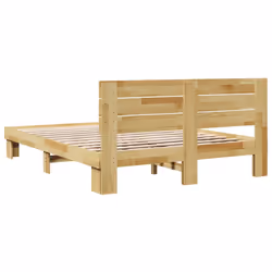 vidaXL Bed Frame with Headboard without Mattress 135x190 cm Solid Wood Oak - Additional view 7