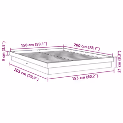 vidaXL Bed Frame without Mattress 150x200 cm King Size Solid Wood Oak
