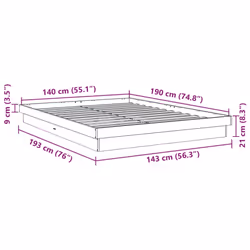 vidaXL Bed Frame without Mattress 140x190 cm Solid Wood Oak bedroom furniture