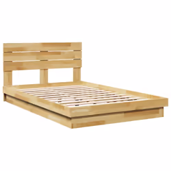 vidaXL Bed Frame with Headboard without Mattress 200x200 cm Solid Wood Oak - 120 x 200 cm