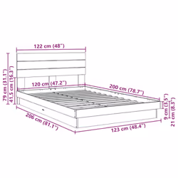 vidaXL Bed Frame with Headboard without Mattress 200x200 cm Solid Wood Oak - 120 x 200 cm