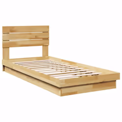 vidaXL Bed Frame with Headboard without Mattress 200x200 cm Solid Wood Oak - 100 x 200 cm