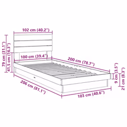 vidaXL Bed Frame with Headboard without Mattress 200x200 cm Solid Wood Oak - 100 x 200 cm