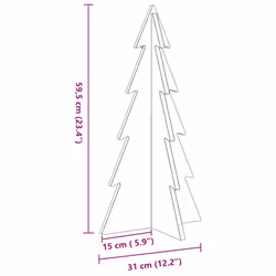 vidaXL Wooden Christmas Tree for Decoration Xmas Tree Solid Wood Pine - wax brown, 59.5 cm