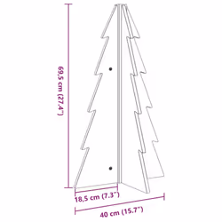vidaXL Wooden Christmas Tree for Decoration Assemble Xmas Tree Solid Wood Pine - white, 69.5 cm
