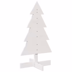vidaXL Wooden Christmas Tree for Decoration Xmas Tree Solid Wood Pine - white, 80 cm