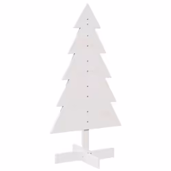vidaXL Wooden Christmas Tree for Decoration Xmas Tree Solid Wood Pine - white, 100 cm