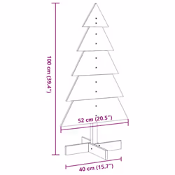 vidaXL Wooden Christmas Tree for Decoration Xmas Tree Solid Wood Pine - white, 100 cm