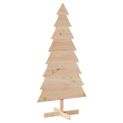 vidaXL Wooden Christmas Tree for Decoration Xmas Tree Solid Wood Pine - natural, 150 cm