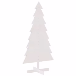 vidaXL Wooden Christmas Tree for Decoration Xmas Tree Solid Wood Pine - white, 150 cm