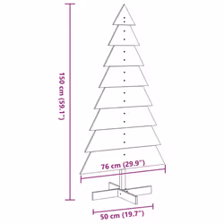 vidaXL Wooden Christmas Tree for Decoration Xmas Tree Solid Wood Pine - white, 150 cm