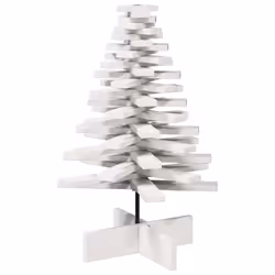 vidaXL Wooden Christmas Tree for Decoration Xmas Tree Solid Wood Pine - white, 80 cm