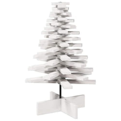 vidaXL Wooden Christmas Tree for Decoration Xmas Tree Solid Wood Pine - white, 80 cm