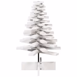vidaXL Wooden Christmas Tree for Decoration Xmas Tree Solid Wood Pine - white, 80 cm