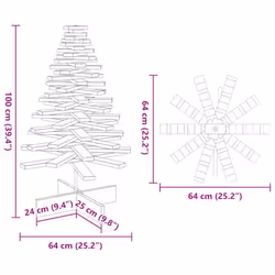 vidaXL Wooden Christmas Tree for Decoration Xmas Tree Solid Wood Pine - white, 100 cm