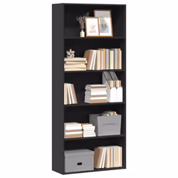 vidaXL Book Cabinet Bookcase Storage Rack Bookshelf Black Engineered Wood
