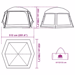vidaXL Pool Tent with Removable Fly & Mesh Walls Azure Blue 618x532 cm - sea green, 512 x 458 cm
