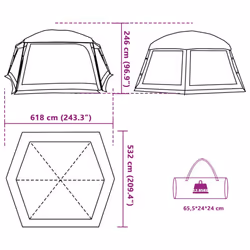 vidaXL Pool Tent with Removable Fly & Mesh Walls Azure Blue 618x532 cm - azure blue, 618 x 532 cm