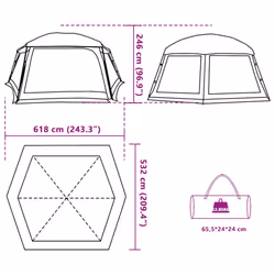 vidaXL Pool Tent with Removable Fly & Mesh Walls Azure Blue 618x532 cm - sea green, 618 x 532 cm