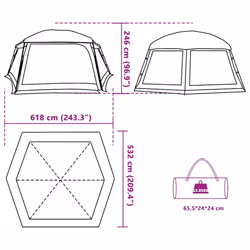 vidaXL Pool Tent with Removable Fly & Mesh Walls Azure Blue 618x532 cm - grey, 618 x 532 cm