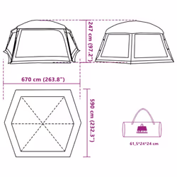 vidaXL Pool Tent with Removable Fly & Mesh Walls Azure Blue 618x532 cm - azure blue, 670 x 590 cm