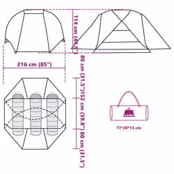 vidaXL Fishing Tent 5-Person Olive Green Waterproof tent fishing shelter - camouflage, 312 x 216 x 114 cm