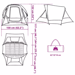 vidaXL Camping Tent Cabin 4-Person Green Waterproof tent camping shelter - green, 298 x 158 x 132 cm - Additional view 3