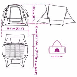 vidaXL Camping Tent Cabin 4-Person Green Waterproof tent camping shelter - blue, 298 x 158 x 132 cm - Additional view 3