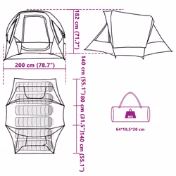 vidaXL Camping Tent Cabin 4-Person Green Waterproof tent camping shelter - green, 360 x 200 x 182 cm - Additional view 3