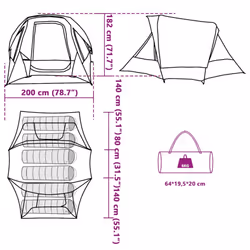 vidaXL Camping Tent Cabin 4-Person Green Waterproof tent camping shelter - blue, 360 x 200 x 182 cm - Additional view 3