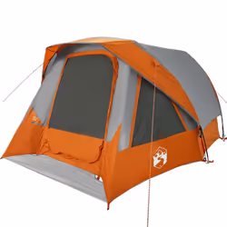 vidaXL Camping Tent Cabin 4-Person Green Waterproof tent camping shelter - grey and orange, 360 x 200 x 182 cm - Additional view 2