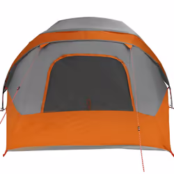 vidaXL Camping Tent Cabin 4-Person Green Waterproof tent camping shelter - grey and orange, 360 x 200 x 182 cm - Additional view 6
