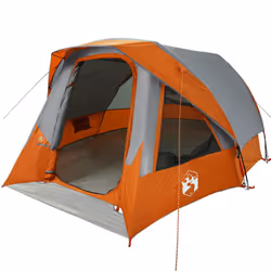vidaXL Camping Tent Cabin 4-Person Green Waterproof tent camping shelter - grey and orange, 360 x 200 x 182 cm - Additional view 8