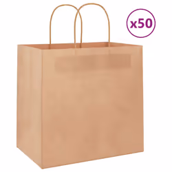 vidaXL Paper Bags 50 pcs with Handles Yellow 26x17x25 cm Paper Grocery Bag - brown, 26 x 17 x 25 cm/ 50 pcs