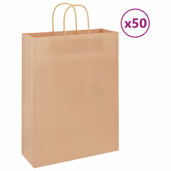 vidaXL Paper Bags 50 pcs with Handles Brown 15x8x21 cm Grocery Paper Gift Bag - brown, 32 x 12 x 42 cm